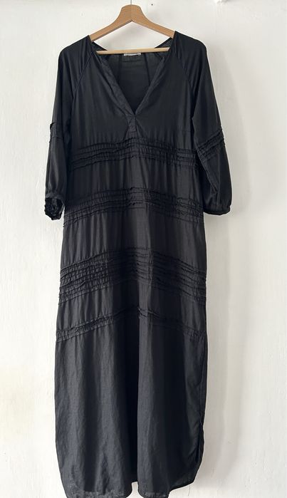 Lniana czarna sukienka 100% len premium