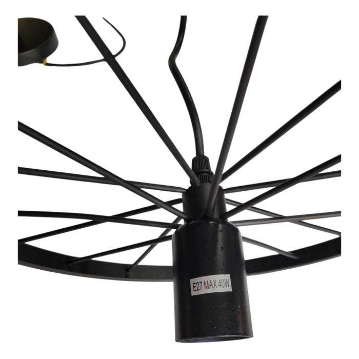 Candeeiro Pendente Industrial Roda Metal Preta E27 – Máx. 40W