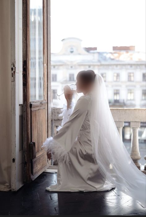 komplet dwóch szlafroków ślubnych na poranek