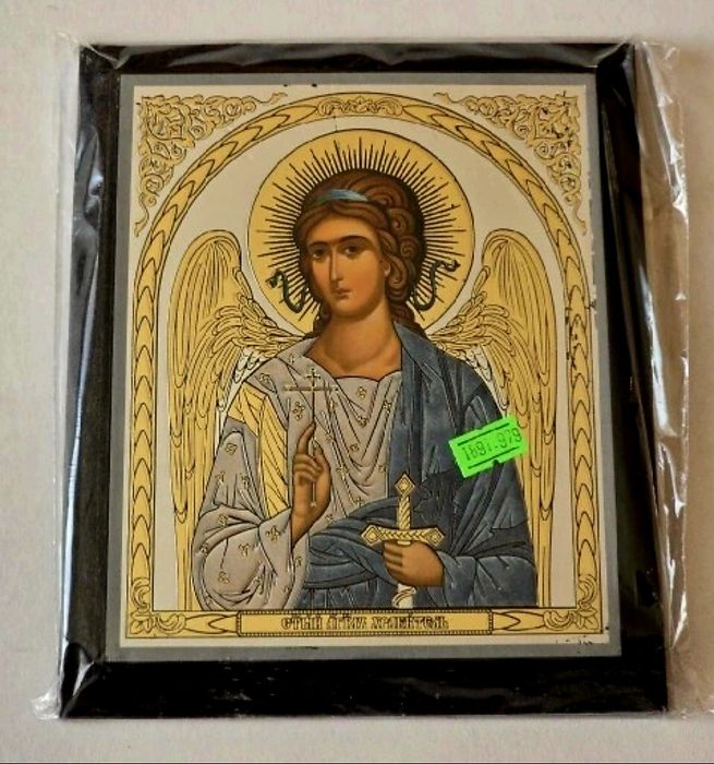 Ikona GRECKA na desce ANIOŁ STRÓŻ. Ikonka dla dzieci.