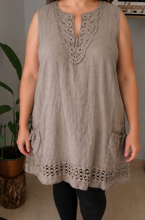 Letnia lniana sukienka w stylu Boho