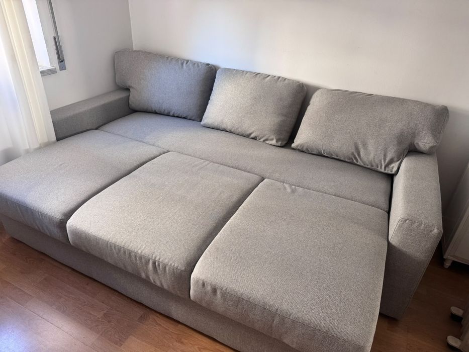 Sofá-cama cinza — NOVO