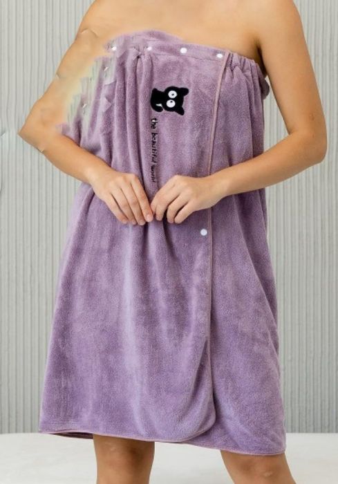 Набір рушник халат жіночий  банний сауна мікрофібра подарунковий