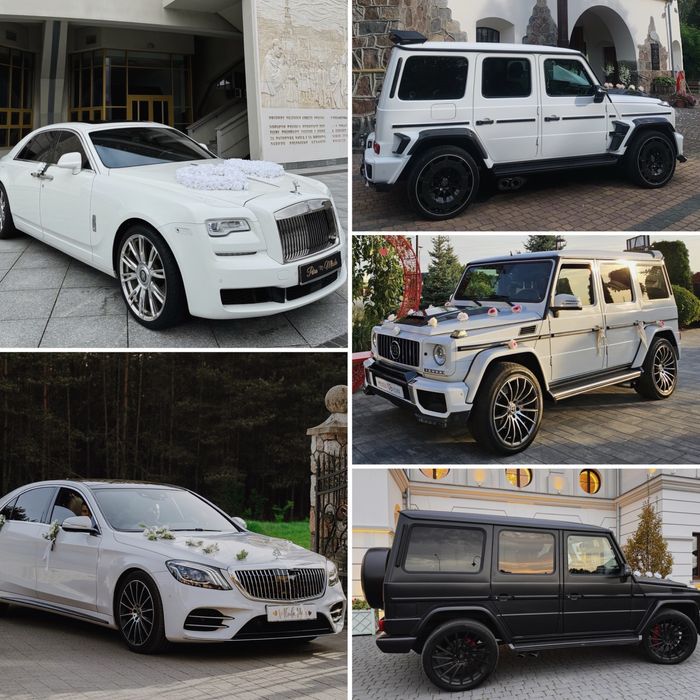 Auta do Ślubu Rolls Royce G-klasa Maybach białe auto Porsche