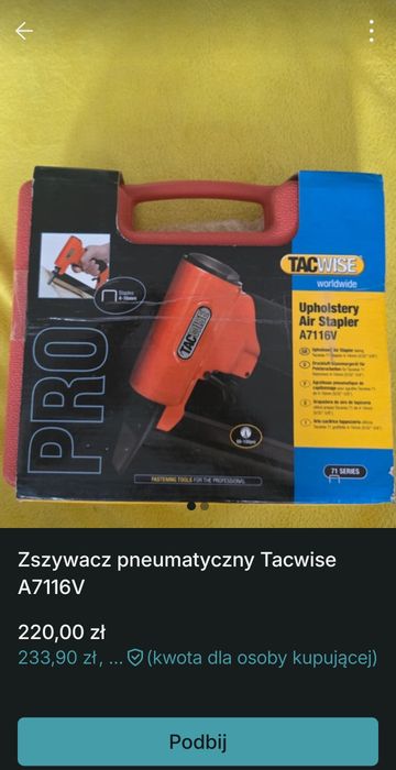 Zszywacz pneumatyczny Tacwise A7116V
