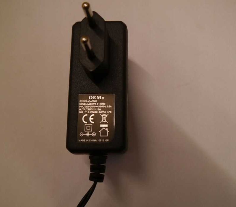 Zasilacz impulsowy 15V 1.5A wtyk: 4,8x1,7 mm 23W