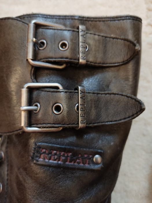 Skórzane trapery glany Replay, rozmiar 41