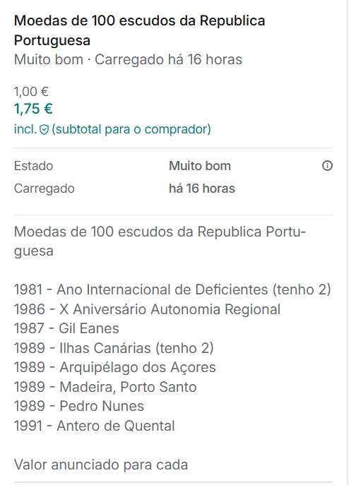 Moedas de 100 escudos da Republica Portuguesa