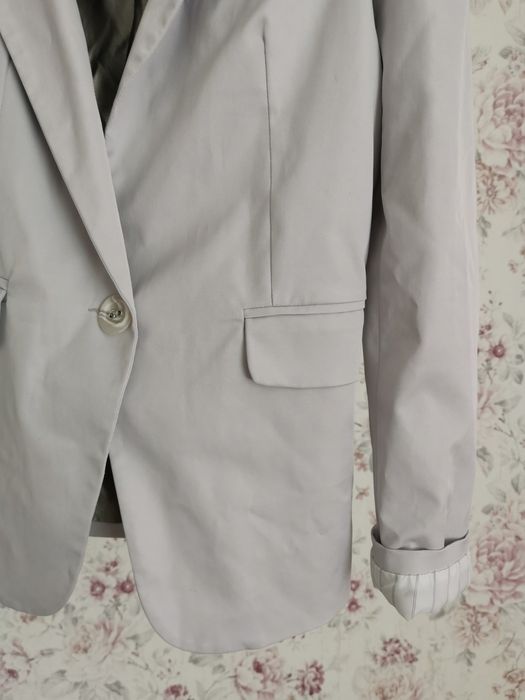 Szara, srebrna marynarka, żakiet, wesele, elegancka 40\L, ładne Ramion