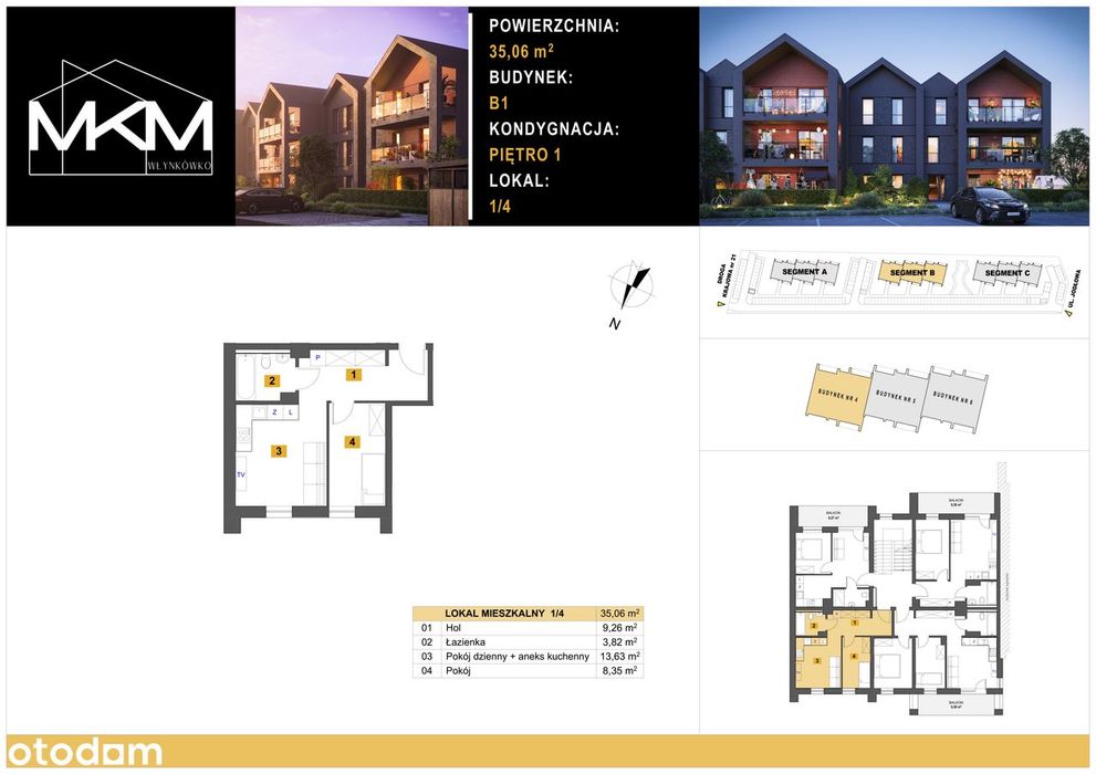 Nowość w II etapie MKM Włynkówko — 2 pokoje, 35,06 m² za 290 000 zł