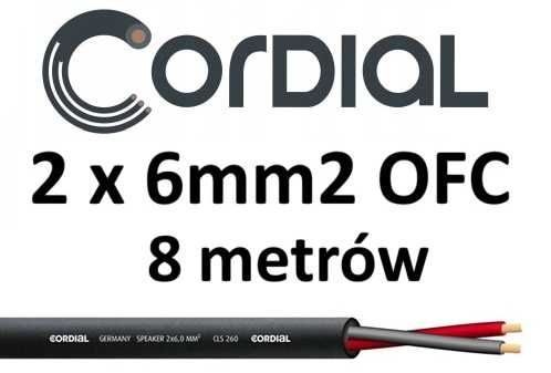 NOWY kabel głośnikowy miedź OFC 2x6mm2 CORDIAL CLS 260 dł. 8m 8 metrów