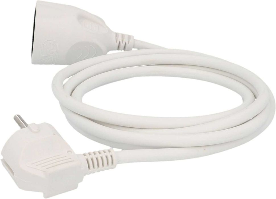 Przedłużacz Schuko, H05VV-F3G 1,5 mm², IP20, 2 metry biały