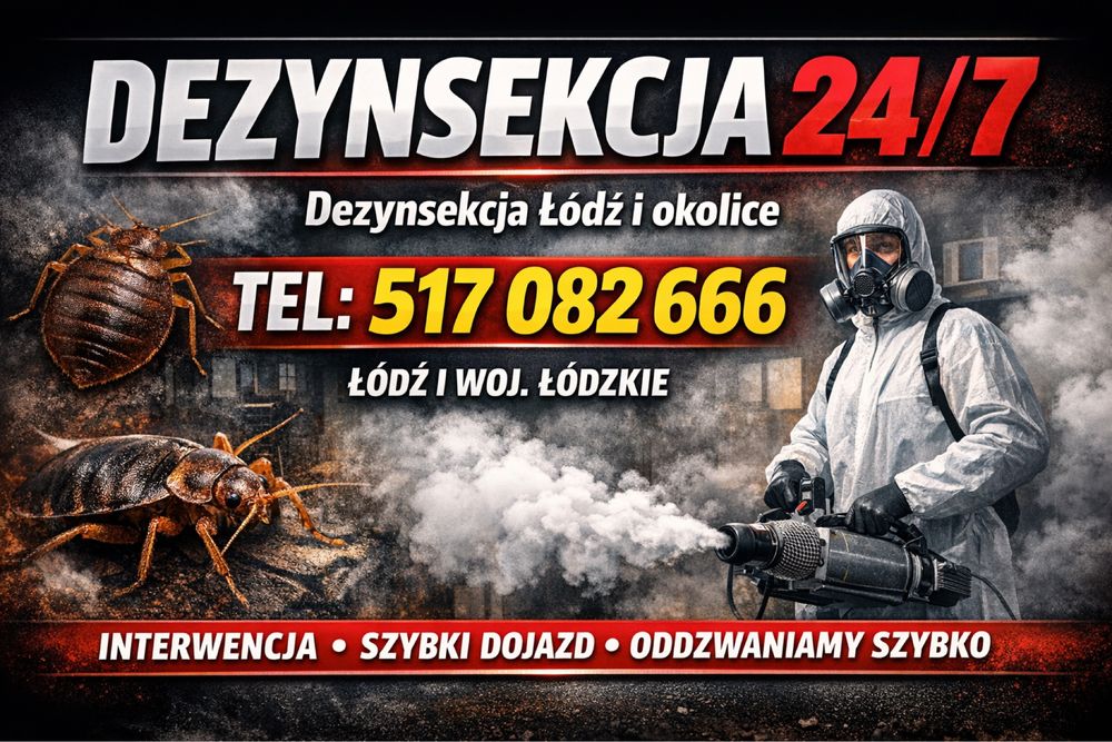 Dezynsekcja, usuwanie pluskiew,ozonowanie,dezynfekcja,deratyzacja Łódź