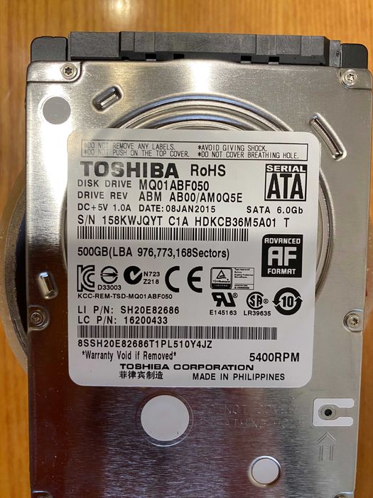 HDD Жорсткий диск Toshiba 500 GB (2,5″, 5400 RPM)