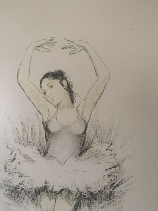 Pintura Dancerina de Ballet  carvao e aguarela