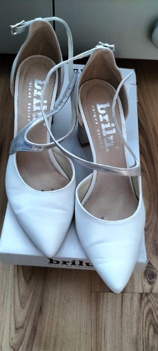Buty ślubne Brillu czółenka na słupku rozm 39