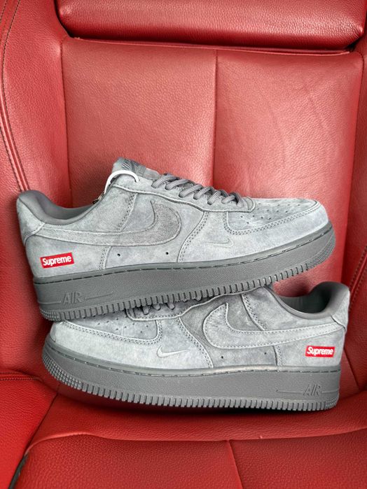 (ОПЛАТА ПІСЛЯ ОГЛЯДУ)Nike Air Force 1 Low x Supreme Grey Найк Аір Форс 1 Лоу х Супрім Сірі