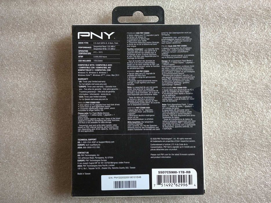 SSD 2.5" PNY CS900 1 TB (SSD7CS900-1TB-RB)