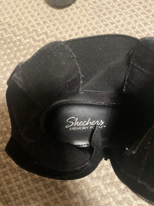 Czarne oryginalne wiosenne kozaki botki skechers skóra 38