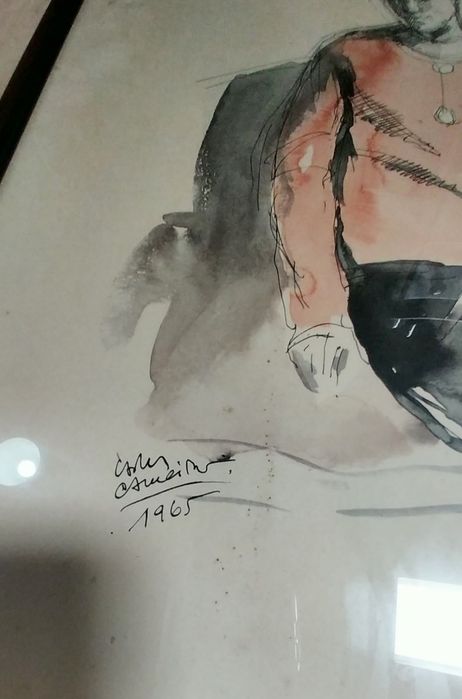 Desenho em aguarela Carlos Carneiro