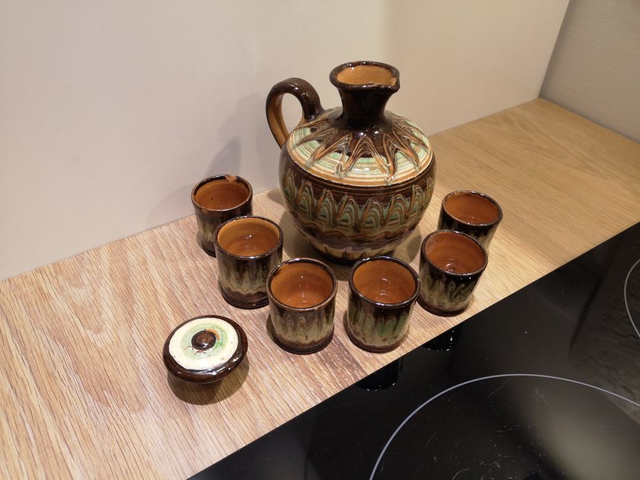 Karafka z sześcioma kieliszkami, art Deco