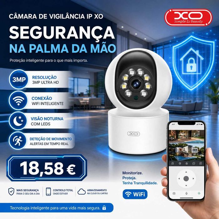 Câmara Vigilância Ip 3Mp 2304X1296Px Wifi Xo
