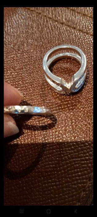 Anel duplo prateado, pedras brilhantes  transparent. e rosa -16 - Avon