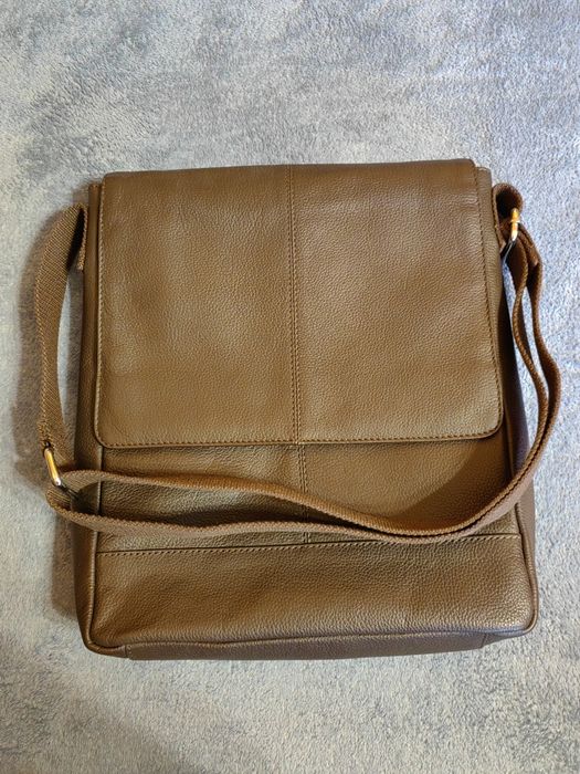 Nowa torba skórzana listonoszka brązowa LIVERGY.