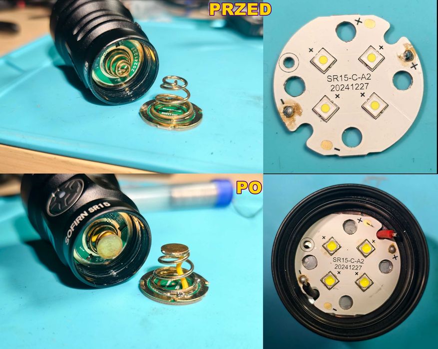 4-diodowa latarka, poręczna, zbalansowana, poprawiona, 4500LM, ->500m