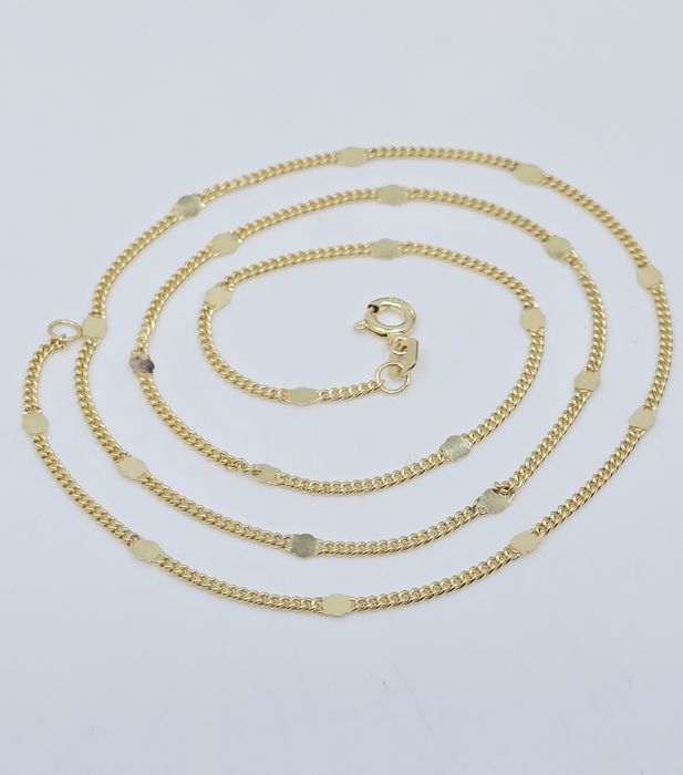 Złoty łańcuszek splot pancerka z blaszką próba 585 14k