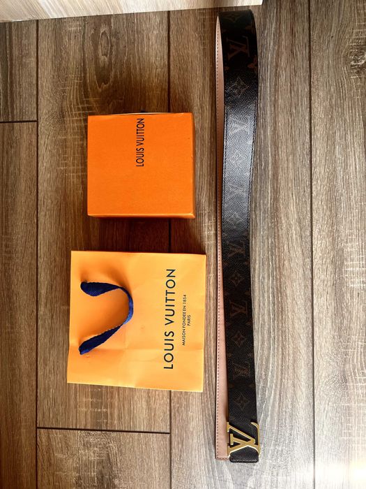Pasek Louis Vuitton LV brązowy Monogram klamra 120 cm