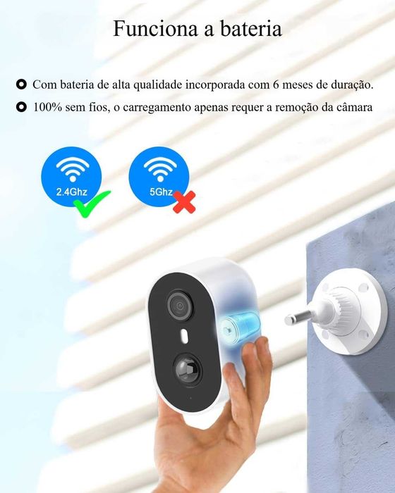 Câmara Vigilância/FullHD/WiFi/Exterior/Interior/Sem Fios/Bateria