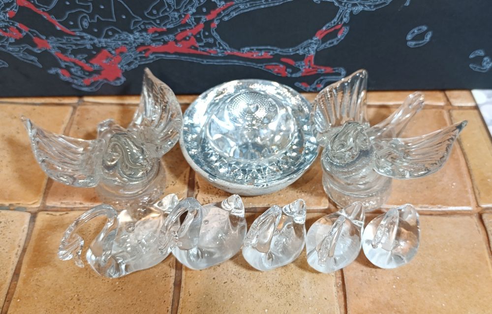Хрустальные лебеди голуби поднос