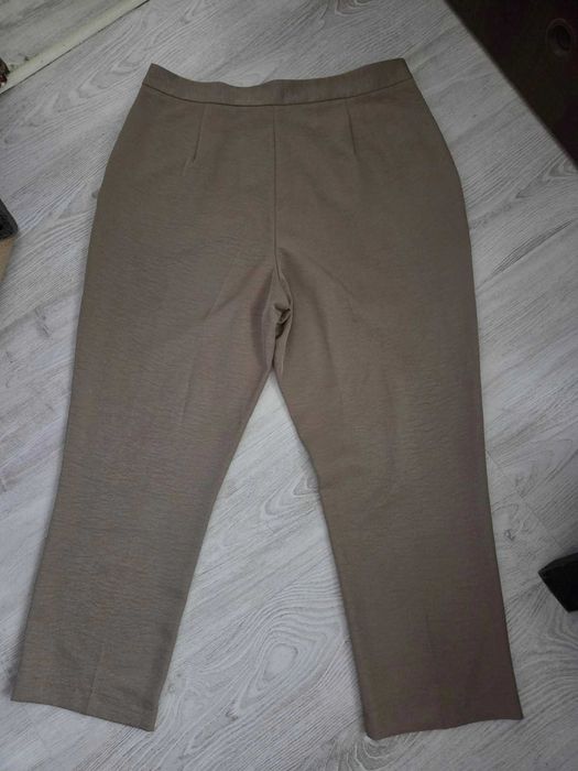 Spodnie damskie eleganckie taupe,wysoki stan