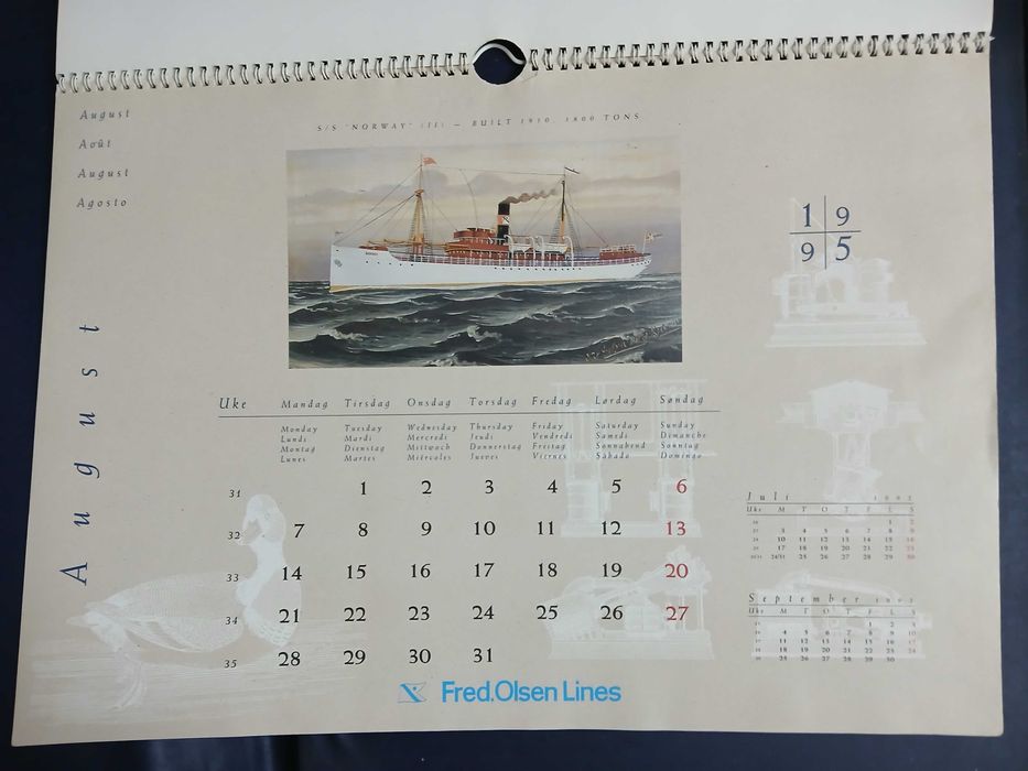 Calendários de parede de empresas de marinha mercante
