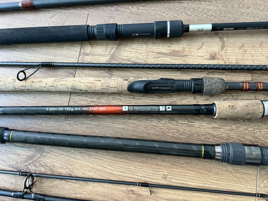 Lote de Canas de Pesca em Carbono DAM, S-Pro, Pro T, Taipan + Rede