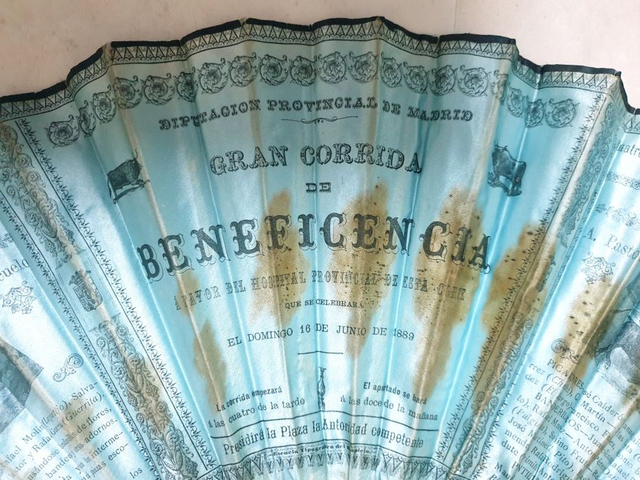 Tauromaquia: raro leque Grande corrida de Cariedade Madrid 16.06.1889