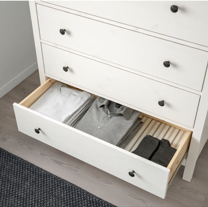 HEMNES Cómoda c/6 gavetas, velatura branca, 108x131 cm