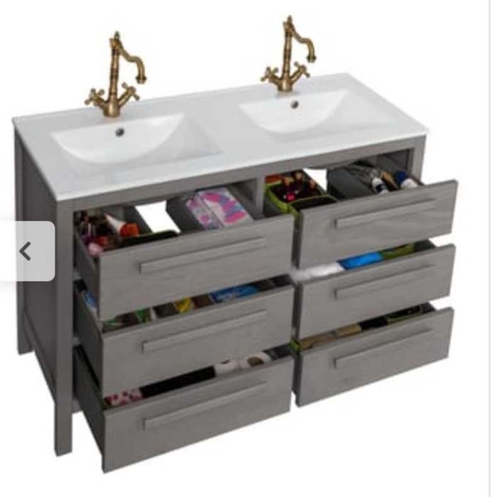 móvel de casa de banho cinza 120cm com 6 gavetas