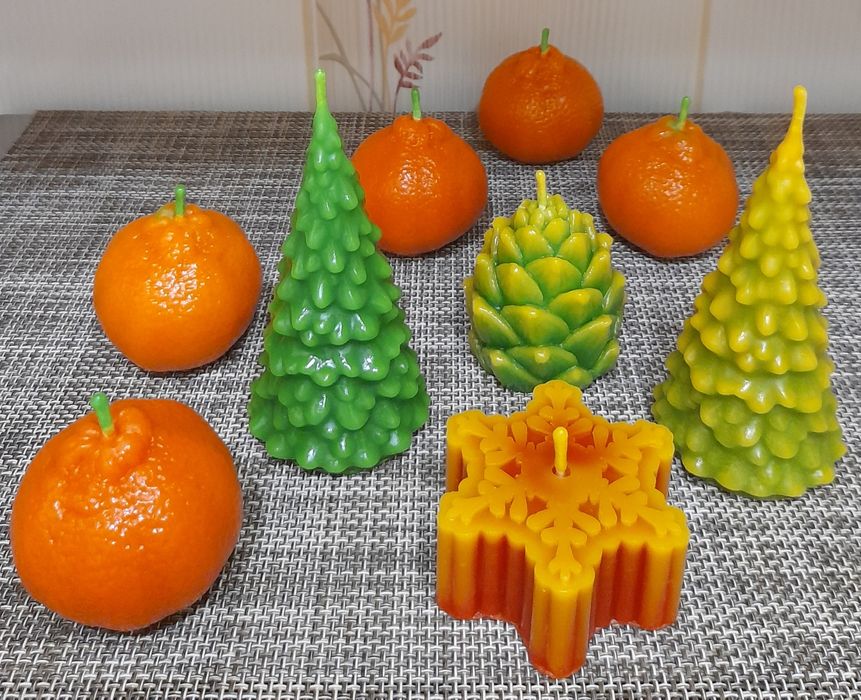 Свечки/Свічки з бджолиного воску Мандаринки