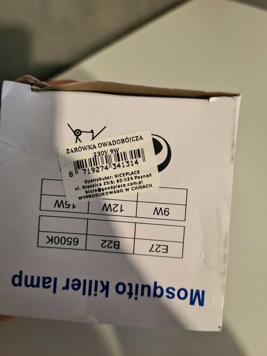 Żarówka owadobójcza 230V 9W