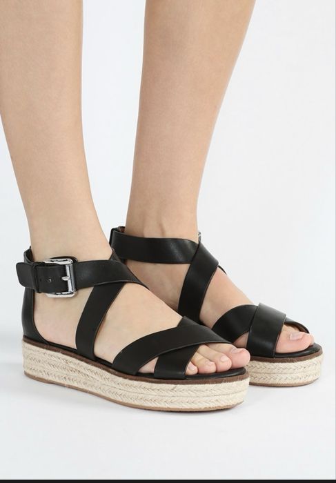 Nowe espadryle Michael Kors 36 Darby czarne sandały skórzane skóra