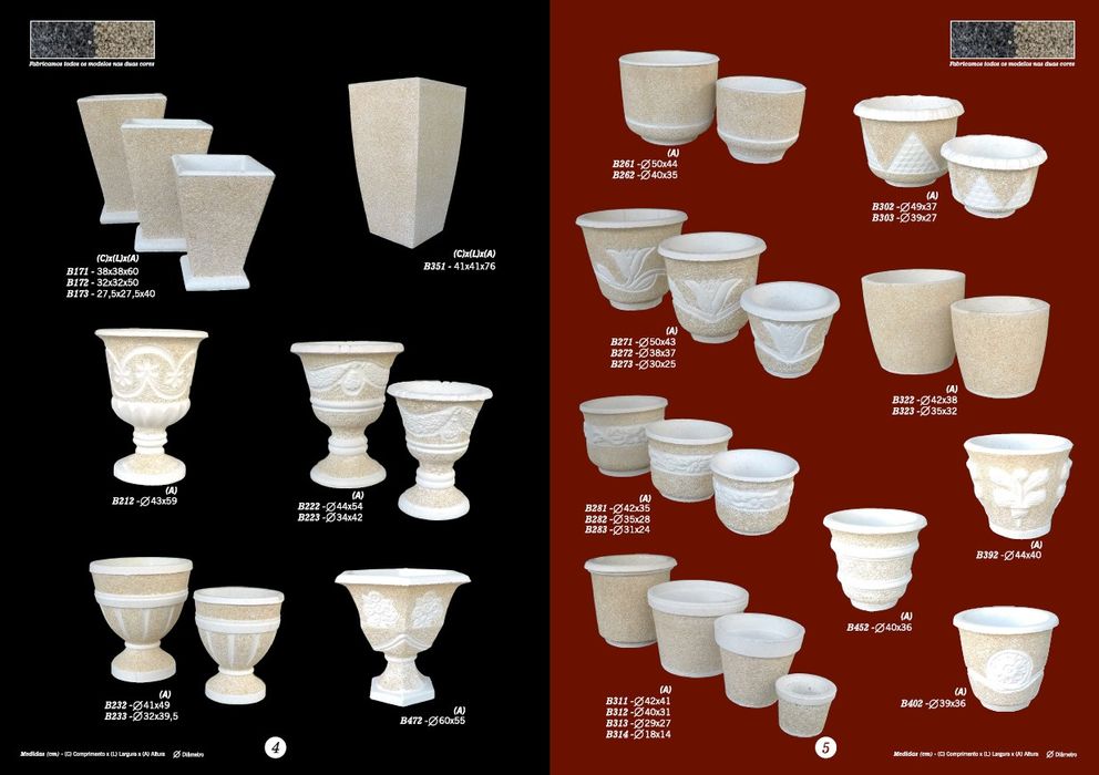 Moldes de vasos e artigos de jardim em fibra