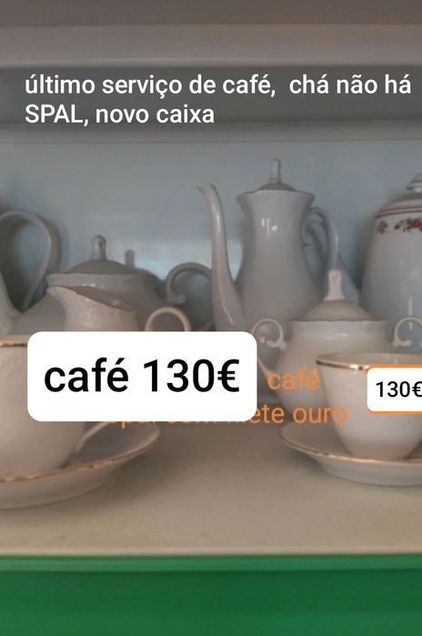 Último/ / Serviço de café porcelana SPAL, branco ouro