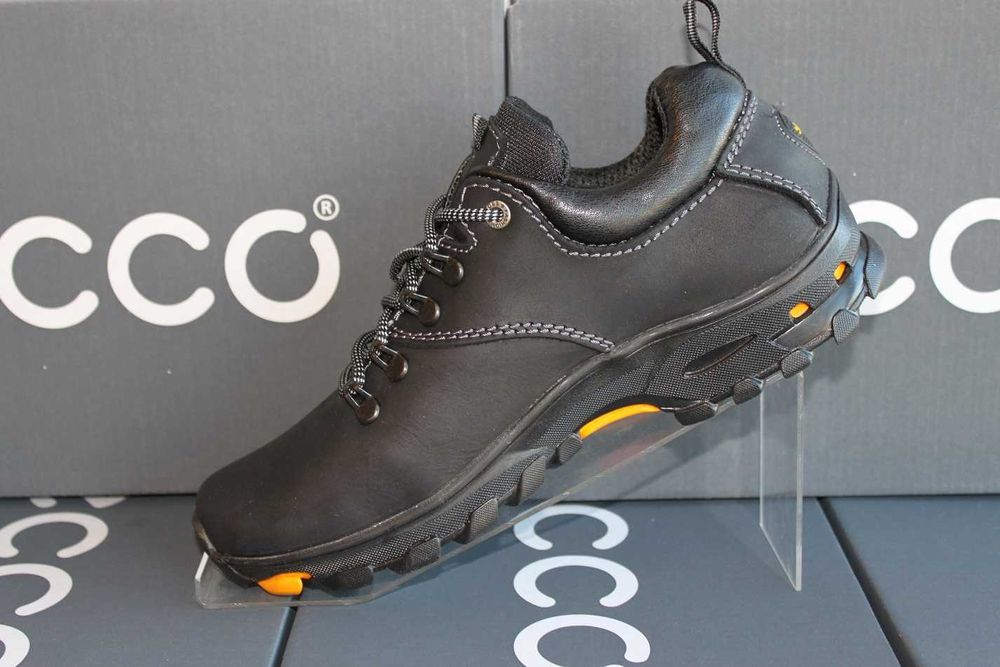 ECCO - кожаные черные кроссовки - туфли - кросівки .(код:18-12чер.)