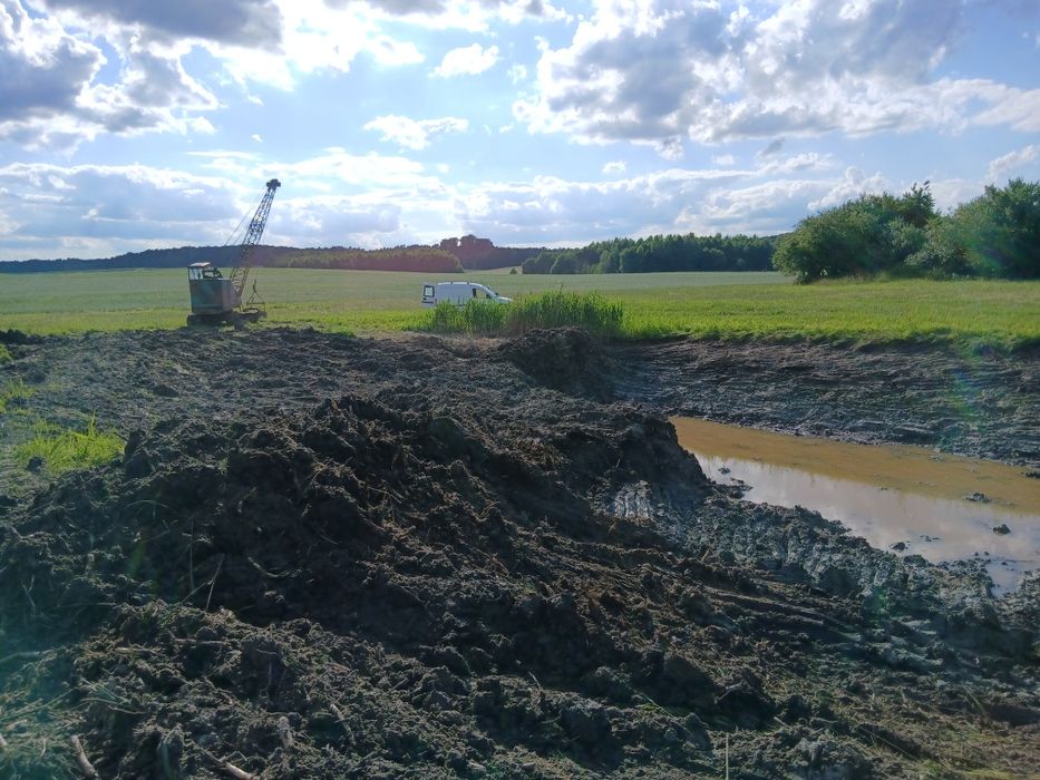 Kopanie, pogłębianie stawów, usługi koparką linową KM-251