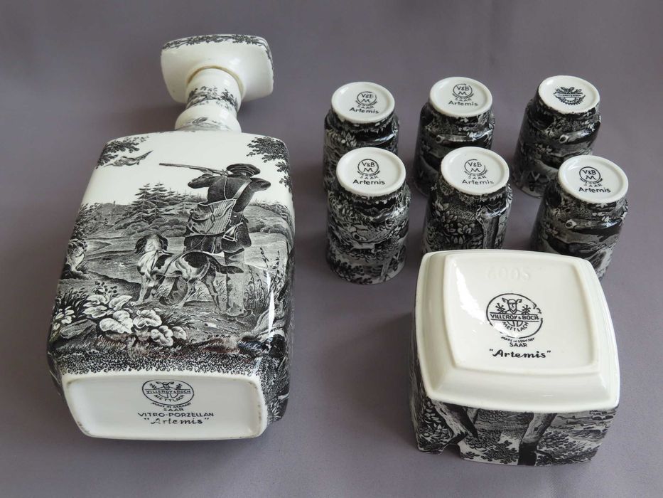Villeroy & Boch・陶器置物・アンティーク・収納缶あり Villeroy & Boch Artemis Антикварный набор для спиртного Охота нач