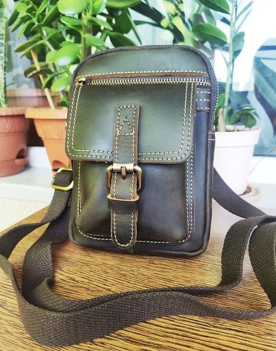 Барсетка -Сумка мужская. Dark Brown. Кожа