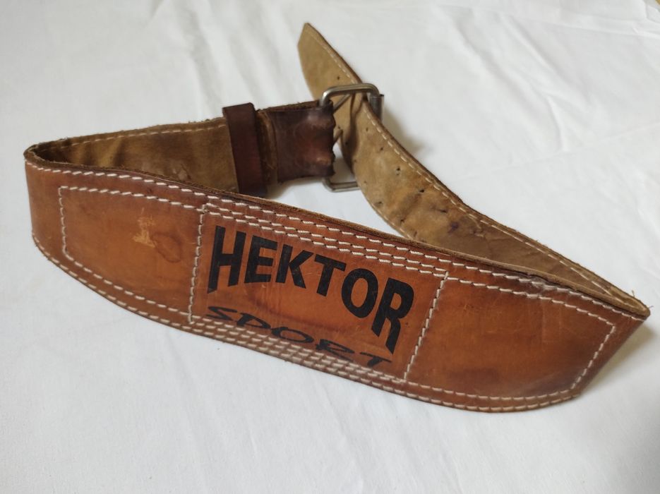 Pas lędźwiowy kulturystyczny sportowy Hektor Sport skórzany Vintage