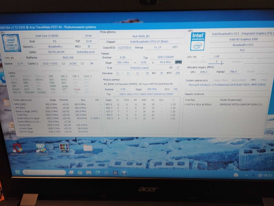 Laptop ACER travelmate P257-M i3-5005U 4GB